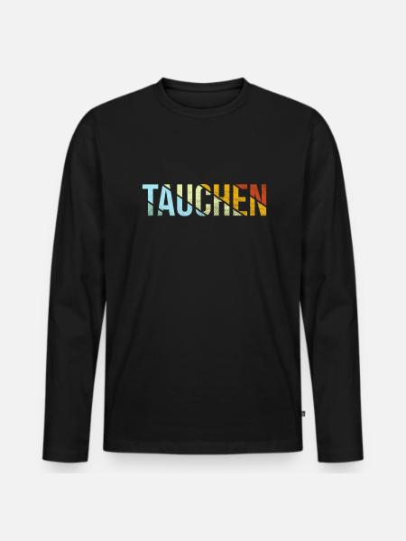 Plongée Rétro - T-shirt manches longues Premium bio Homme - noir