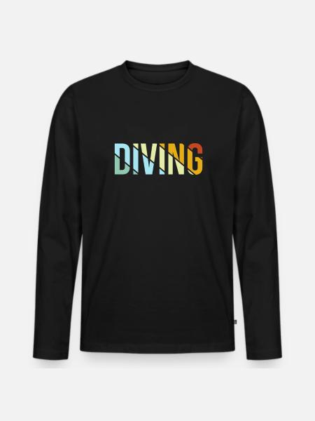 Diving Retro - Men's Premium Organic Long Sleeve Shirt - black