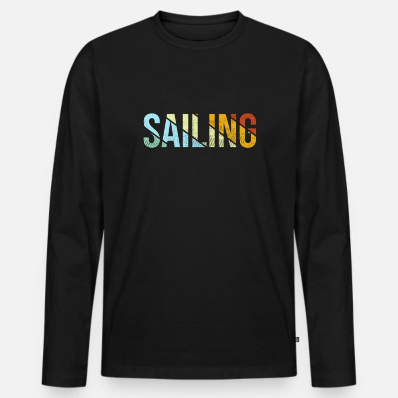 Segeln Retro - Männer Premium Bio Langarmshirt - Schwarz
