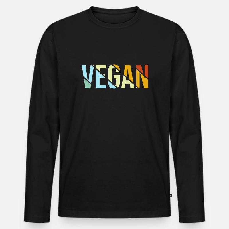 Vegan Retro - Männer Premium Bio Langarmshirt - Schwarz