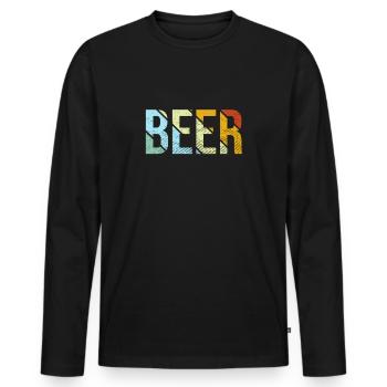 Bière rétro - T-shirt manches longues Premium bio Homme - noir - Devant - Nico (187cm)