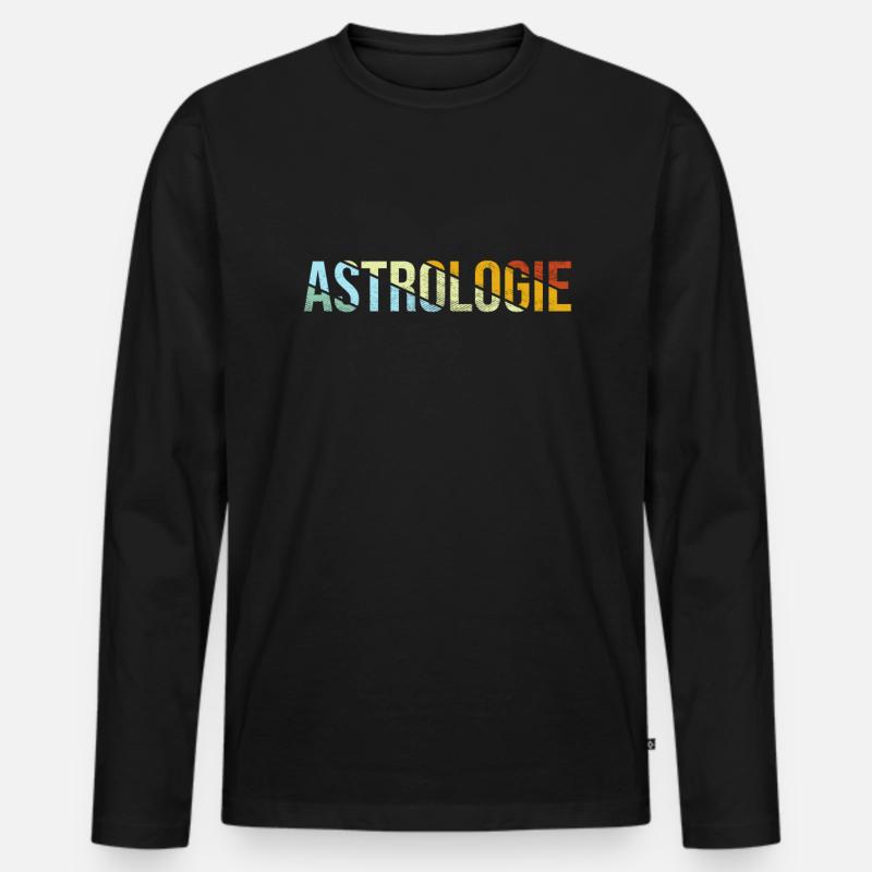 Astrologie Retro - Männer Premium Bio Langarmshirt - Schwarz