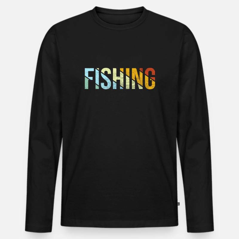 Angeln Retro - Männer Premium Bio Langarmshirt - Schwarz