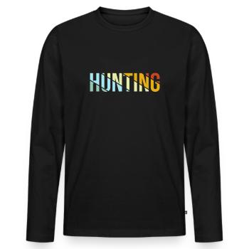 Chasse rétro - T-shirt manches longues Premium bio Homme - noir - Devant - Nico (187cm)