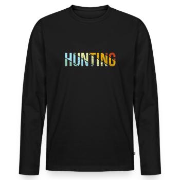 Chasse rétro - T-shirt manches longues Premium bio Homme - noir - Devant - Nico (187cm)