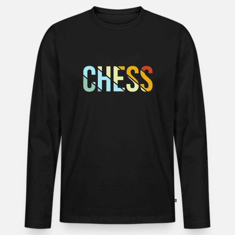 Schach Retro - Männer Premium Bio Langarmshirt - Schwarz