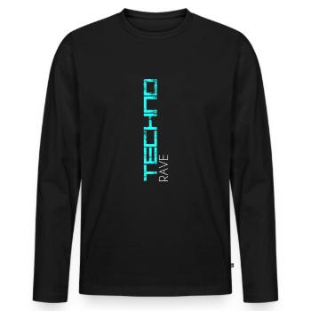 Techno Rave - T-shirt manches longues Premium bio Homme - noir - Devant - Nico (187cm)