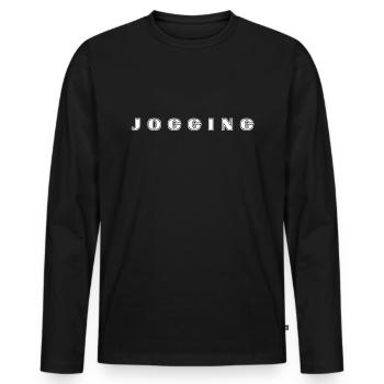 Lettrage de jogging - T-shirt manches longues Premium bio Homme - noir - Devant - Nico (187cm)