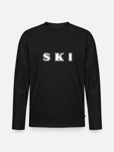 Lettrage de ski - T-shirt manches longues Premium bio Homme - noir