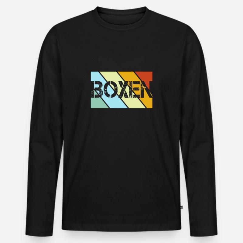 Boxen Retro - Männer Premium Bio Langarmshirt - Schwarz