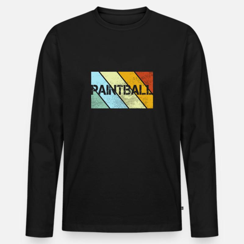 Paintball Retro - Männer Premium Bio Langarmshirt - Schwarz