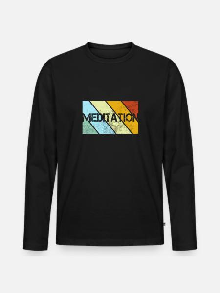 Meditation Retro - Men's Premium Organic Long Sleeve Shirt - black