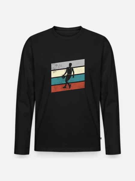 Basketball Retro - Männer Premium Bio Langarmshirt - Schwarz