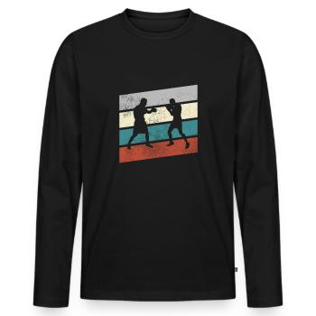 Boxen Retro - Männer Premium Bio Langarmshirt - Schwarz - Vorne - Nico (187cm)