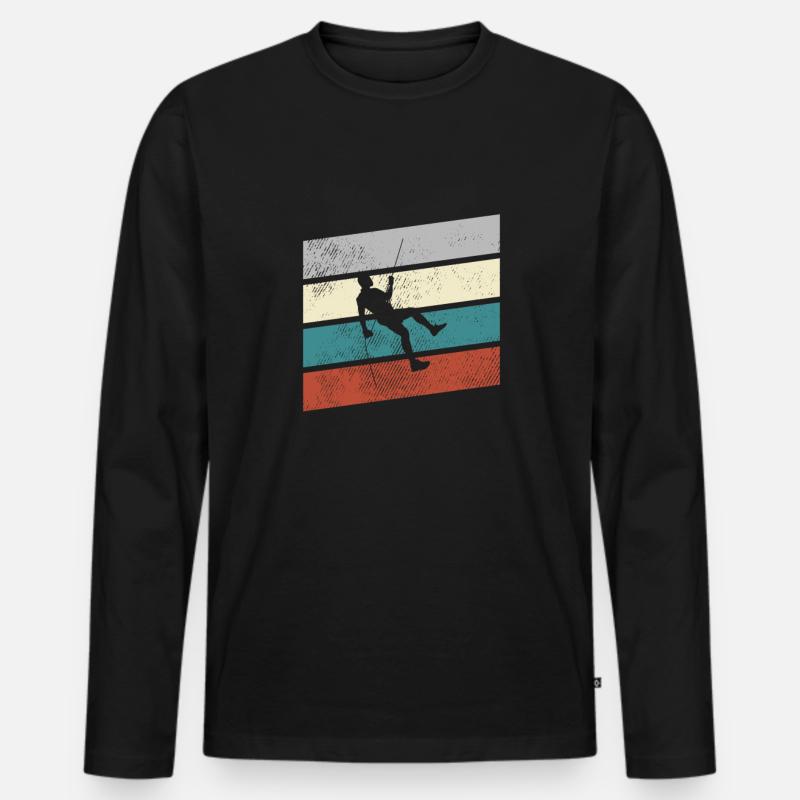 Klettern Retro - Männer Premium Bio Langarmshirt - Schwarz