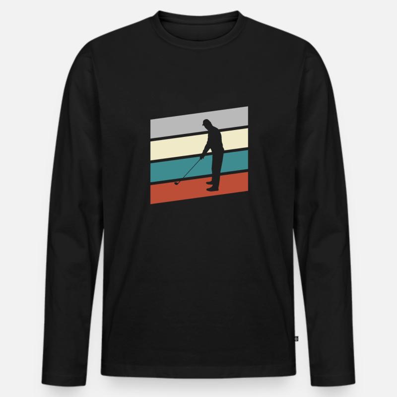 Golf Retro - Männer Premium Bio Langarmshirt - Schwarz