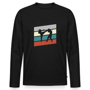mma retro - Männer Premium Bio Langarmshirt - Schwarz - Vorne - Nico (187cm)