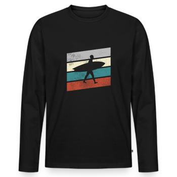 Surf Rétro - T-shirt manches longues Premium bio Homme - noir - Devant - Nico (187cm)