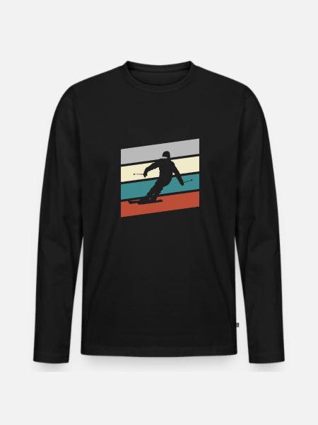 Ski Rétro - T-shirt manches longues Premium bio Homme - noir
