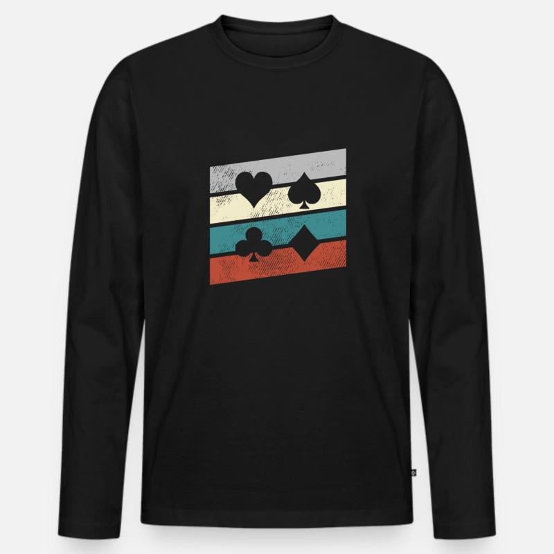 Poker Retro - Männer Premium Bio Langarmshirt - Schwarz