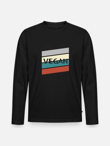 Rétro végétalien - T-shirt manches longues Premium bio Homme - noir