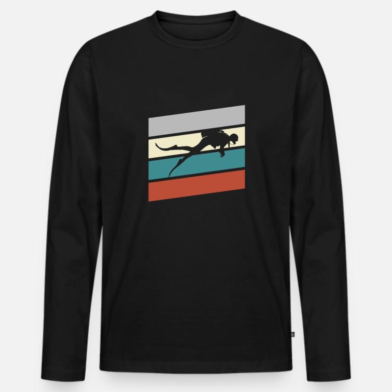 Tauchen Retro - Männer Premium Bio Langarmshirt - Schwarz