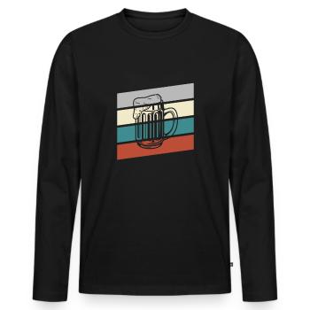 Bière Rétro - T-shirt manches longues Premium bio Homme - noir - Devant - Nico (187cm)