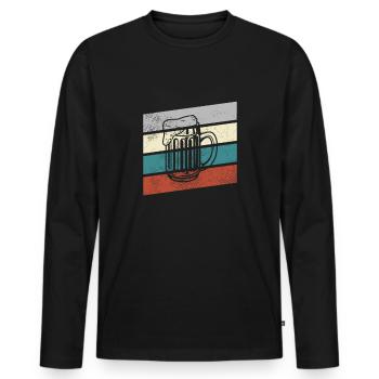 Bière Rétro - T-shirt manches longues Premium bio Homme - noir - Devant - Nico (187cm)