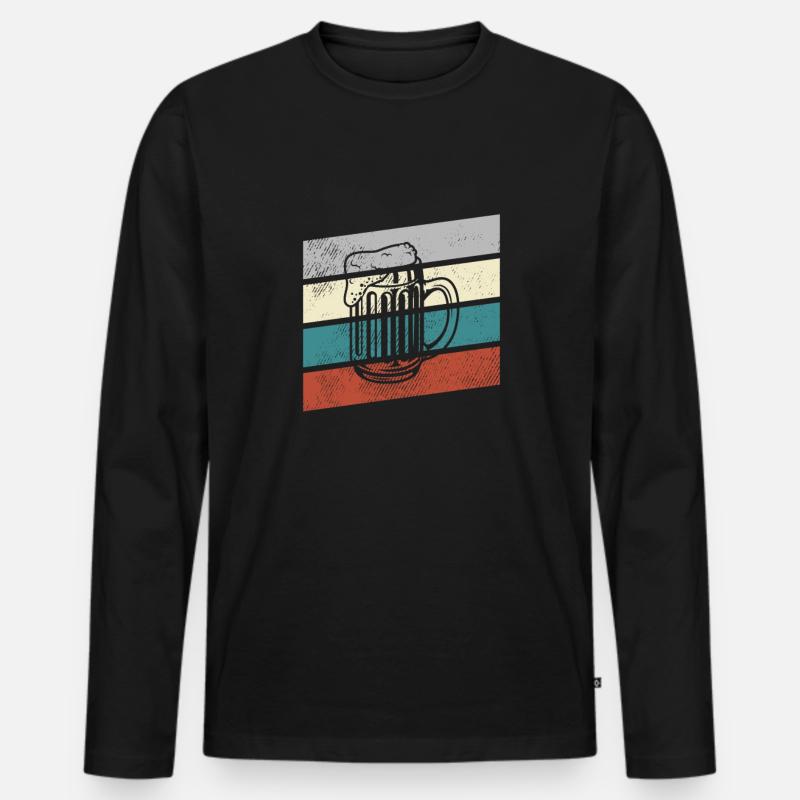 Bier Retro - Männer Premium Bio Langarmshirt - Schwarz