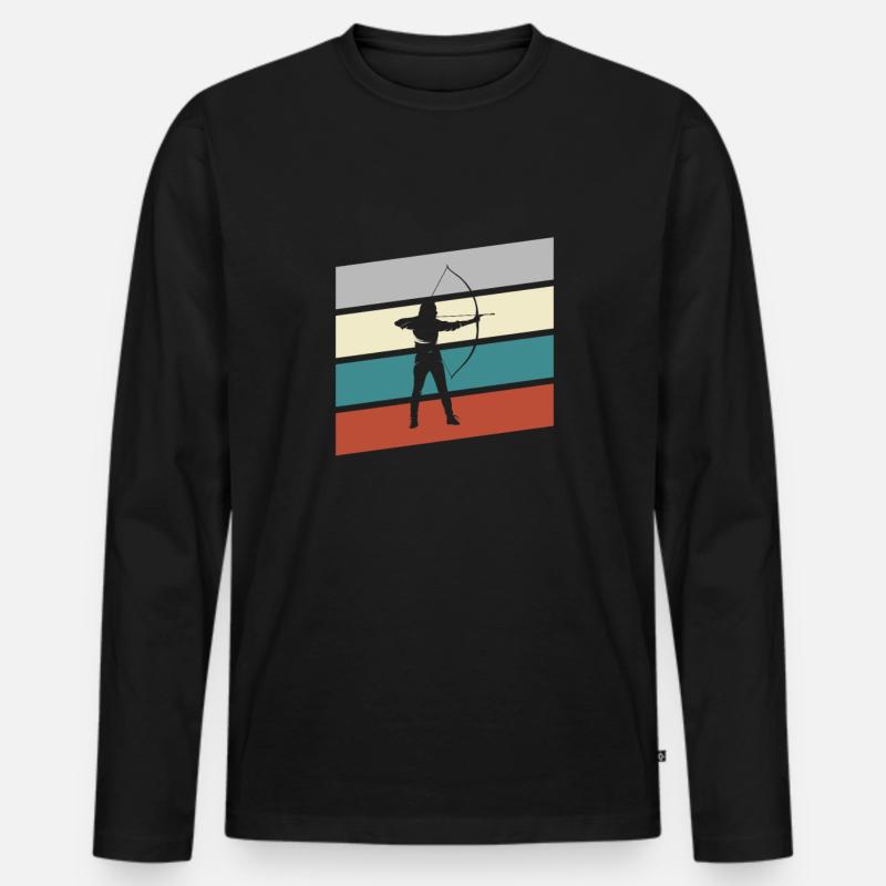 Bogenschießen Retro - Männer Premium Bio Langarmshirt - Schwarz