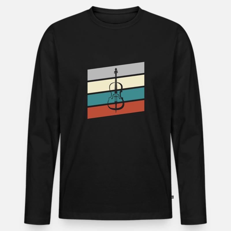 Geige Retro - Männer Premium Bio Langarmshirt - Schwarz