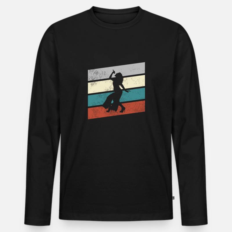Singen Retro - Männer Premium Bio Langarmshirt - Schwarz