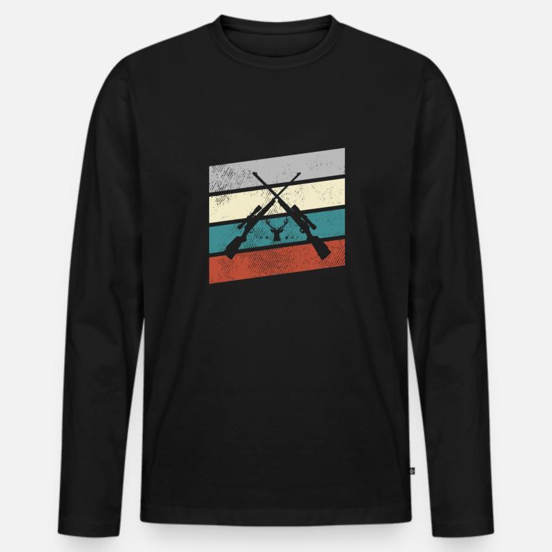 Jagen Retro - Männer Premium Bio Langarmshirt - Schwarz