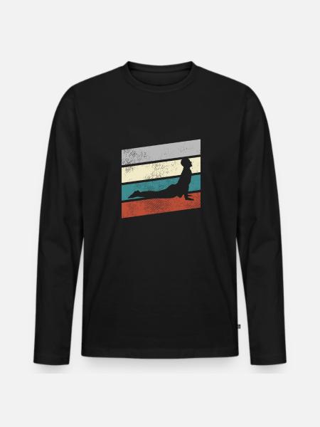 Yoga Retro - Männer Premium Bio Langarmshirt - Schwarz