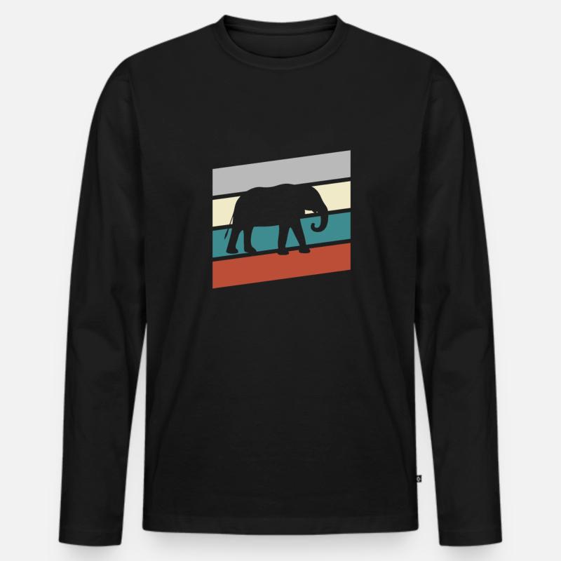 Elefant Retro - Männer Premium Bio Langarmshirt - Schwarz