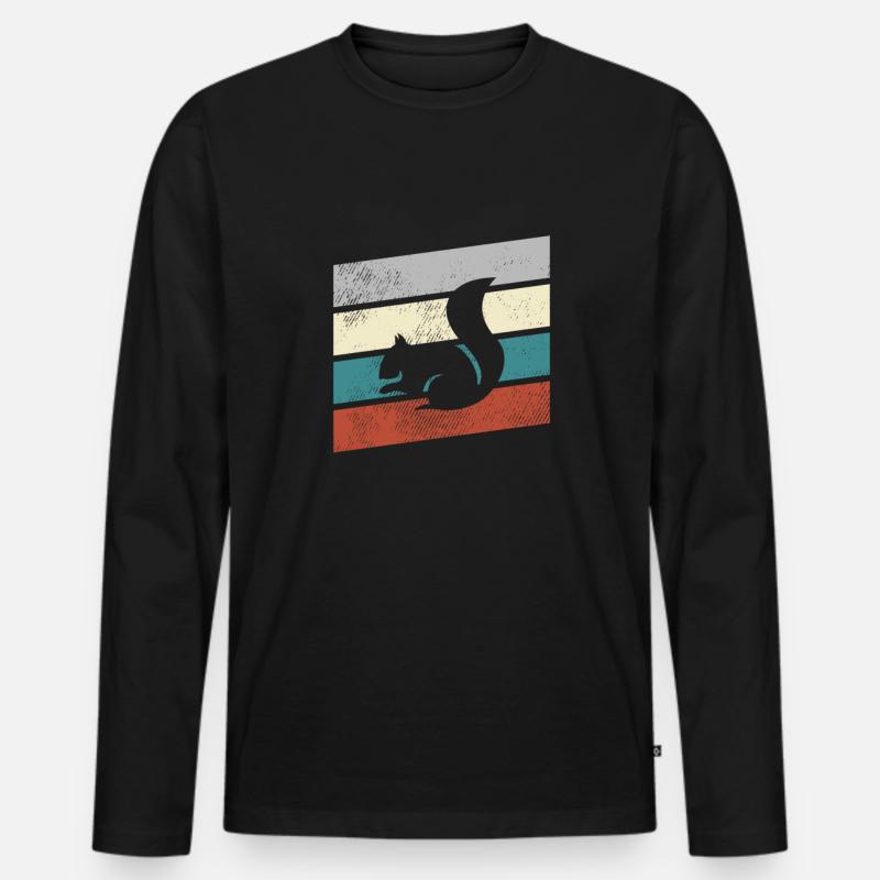 Eichhörnchen Retro - Männer Premium Bio Langarmshirt - Schwarz