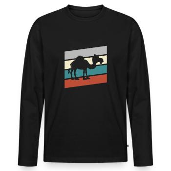 Dromedar Retro - Männer Premium Bio Langarmshirt - Schwarz - Vorne - Nico (187cm)