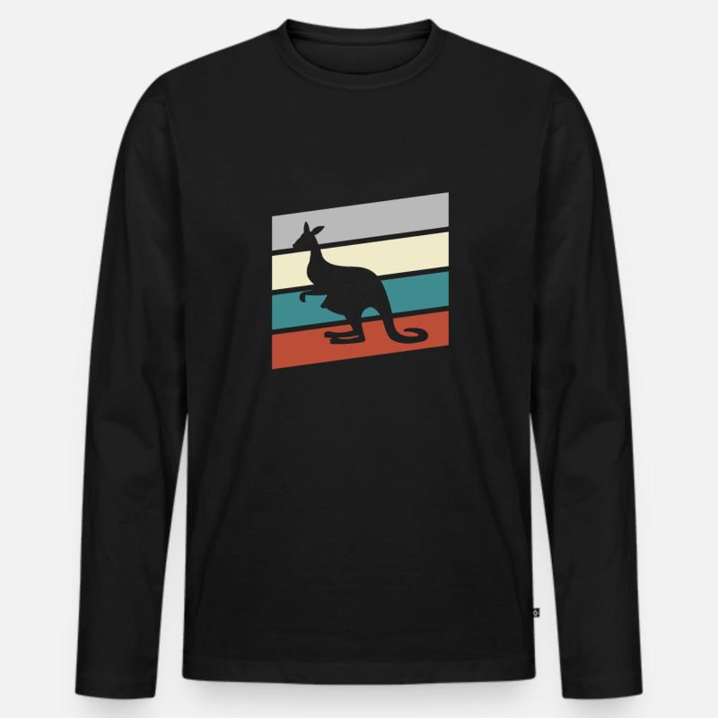Känguru Retro - Männer Premium Bio Langarmshirt - Schwarz