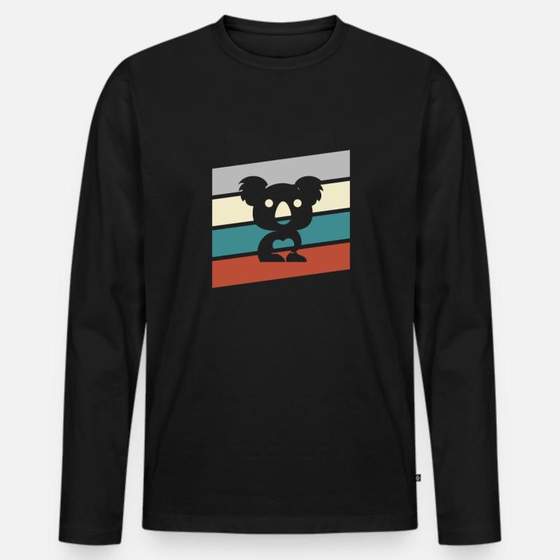Koala Retro - Männer Premium Bio Langarmshirt - Schwarz