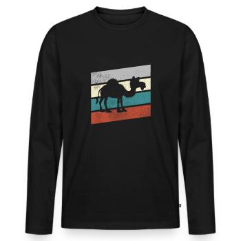 Dromedar Retro - Männer Premium Bio Langarmshirt - Schwarz - Vorne - Nico (187cm)