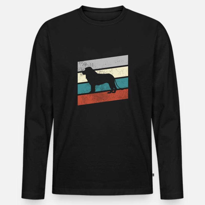 Löwe Retro - Männer Premium Bio Langarmshirt - Schwarz