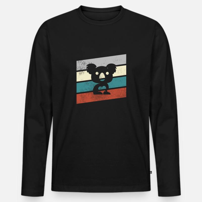 Koala Retro - Männer Premium Bio Langarmshirt - Schwarz