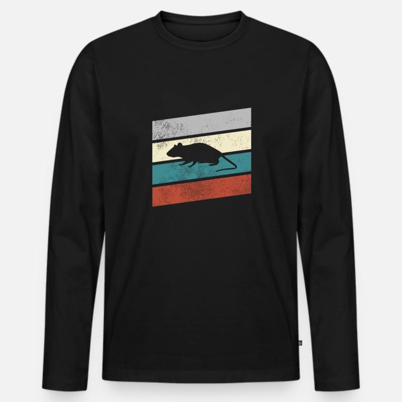 Maus Retro - Männer Premium Bio Langarmshirt - Schwarz
