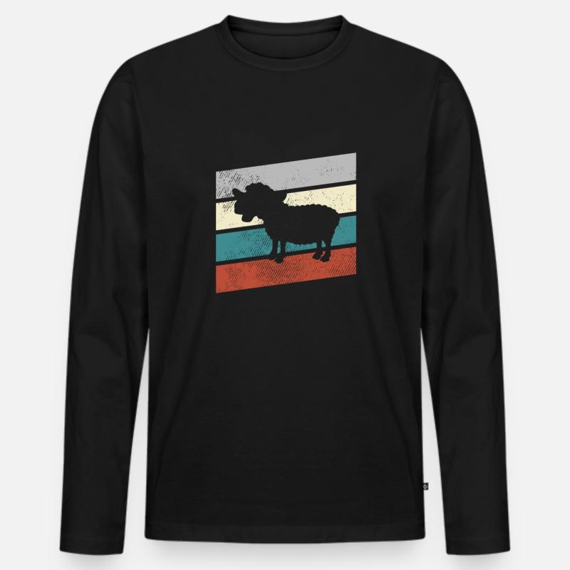 Schaf Retro - Männer Premium Bio Langarmshirt - Schwarz