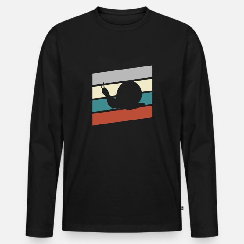 Schnecke Retro - Männer Premium Bio Langarmshirt - Schwarz