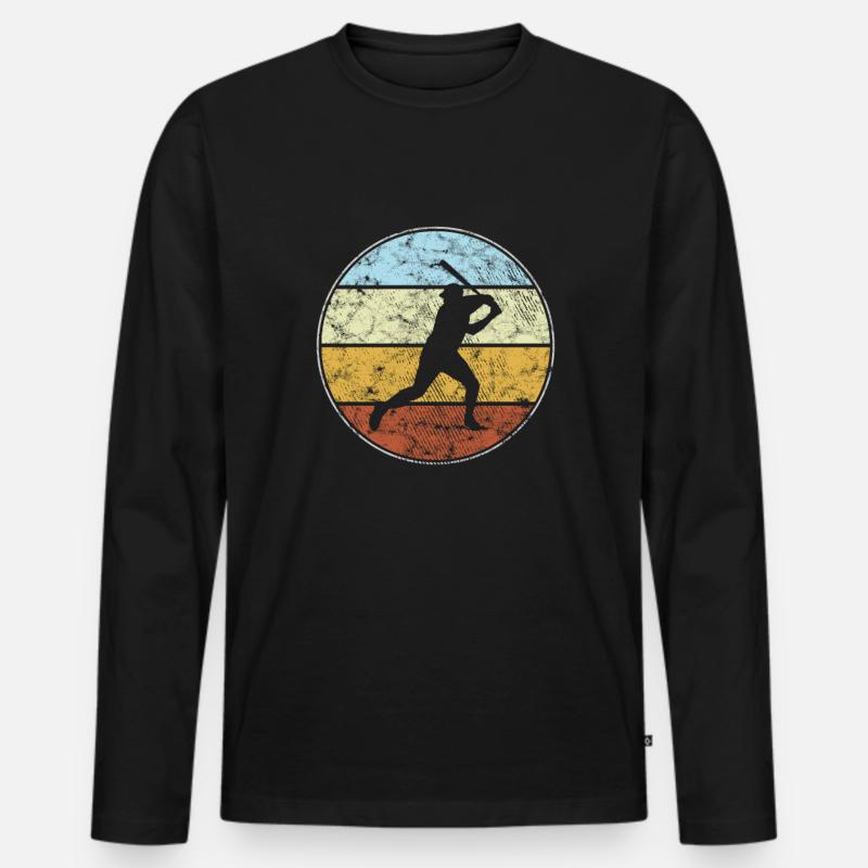 baseball retro - Männer Premium Bio Langarmshirt - Schwarz