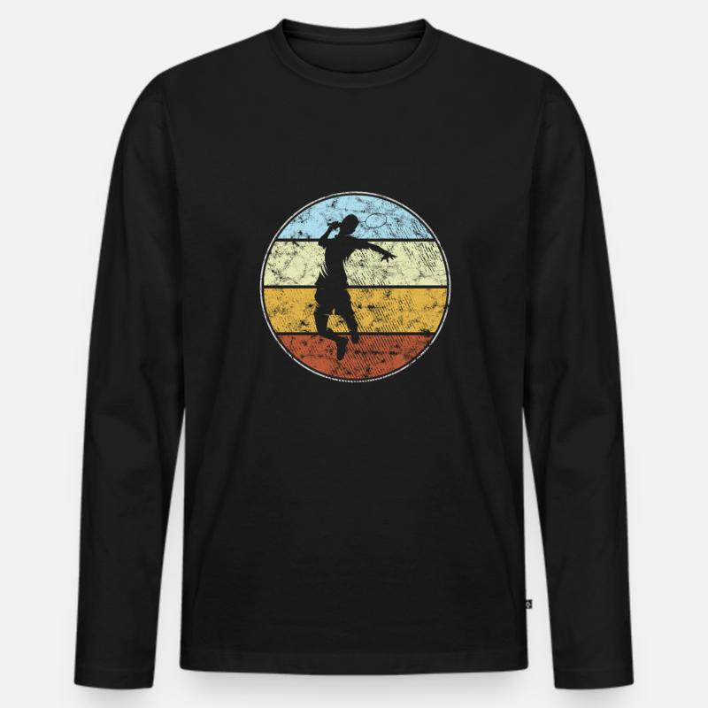 Tennis Retro - Männer Premium Bio Langarmshirt - Schwarz