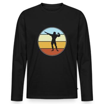 Body building Retro - Männer Premium Bio Langarmshirt - Schwarz - Vorne - Nico (187cm)