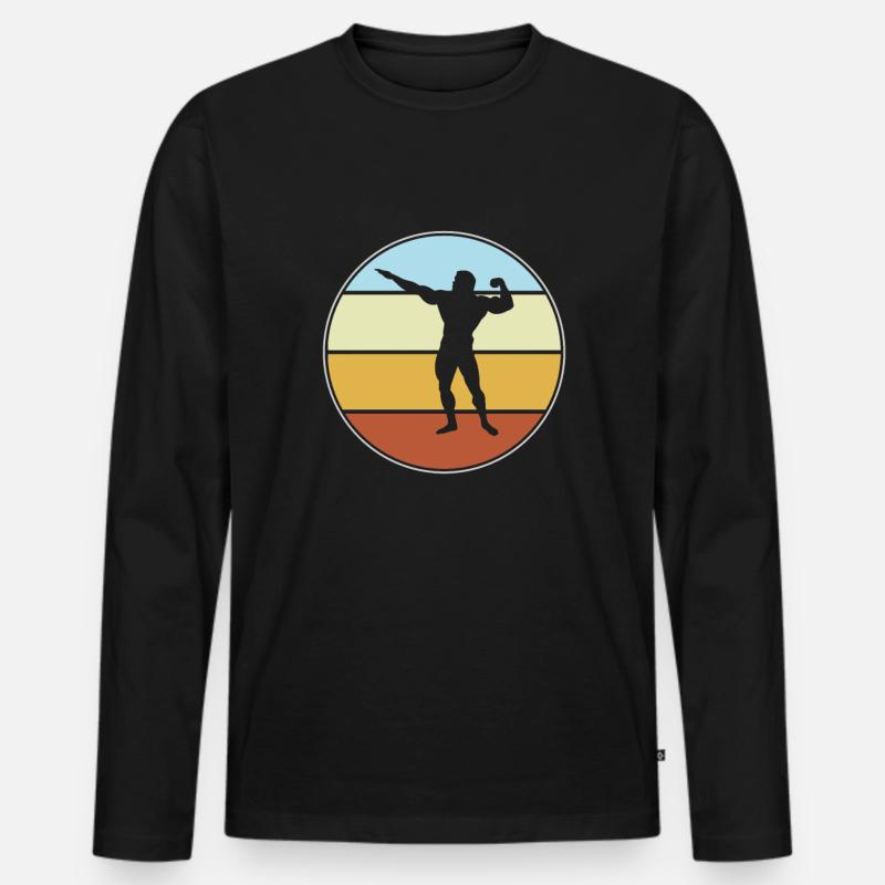 Body building Retro - Männer Premium Bio Langarmshirt - Schwarz