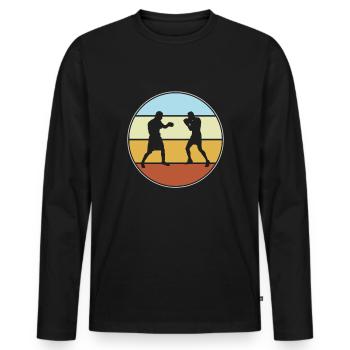 Boxen Retro - Männer Premium Bio Langarmshirt - Schwarz - Vorne - Nico (187cm)